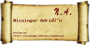 Nicsinger Adrián névjegykártya